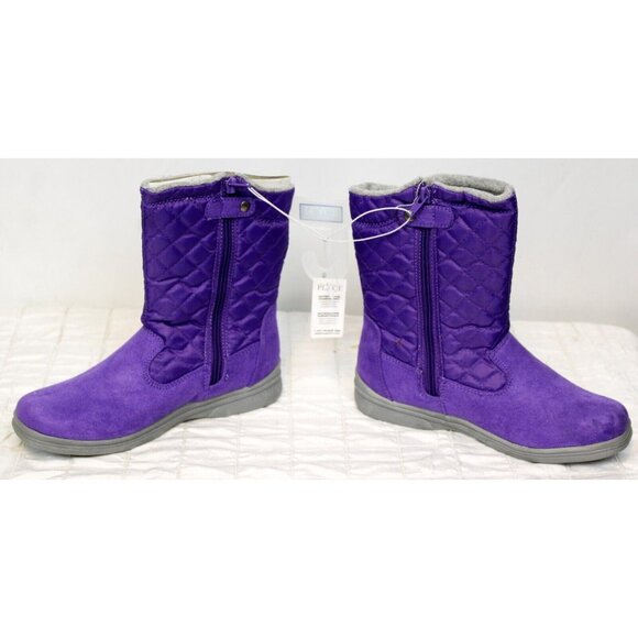 TCP Children's Place Purple Winter Snow Boots sz 5 NWT Girls Faux Suede Quilted - Picture 2 of 7